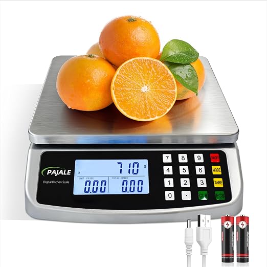 Large Food Scale 88 lb, Commercial Kitchen Scale 40kg with Price Computing, 0.05oz/1g, 304 Stainless Steel Digital Scale for sourdough Bread Baking Cooking Meat Restaurant Vegetables Farm