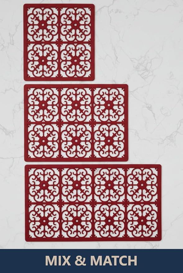 GASARÉ, Extra Large, Thick, Silicone Trivet for Hot Dishes, Pots, and Pans, Heat Resistant Mat for Countertop, Hot Pad for Kitchen, Easy to Clean, 16 x 12 x 3/8 Inches, Red