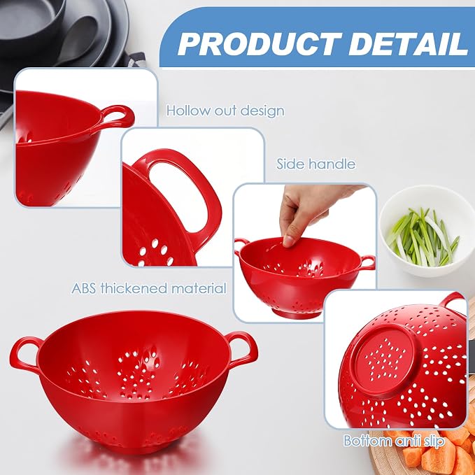 Baderke 8 Pcs Mini Colander Plastic Small Fruit Strainer with Double Handles Berry Colanders mini Fruits Strainers Bowl for berries Vegetable Kitchen, Assorted Colors