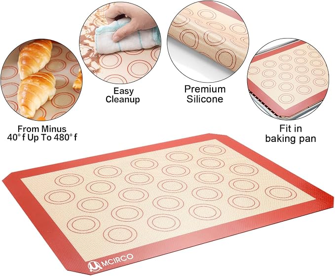M MCIRCO Baking Sheet with Cooling Rack, Baking Mat Set, Set of 9 | Stainless Steel Cookie Pan with Cooling Rack, 3 Sheets + 3 Racks + 3 Mats, 10/12/16 Inch, Baking Pan, Easy Clean