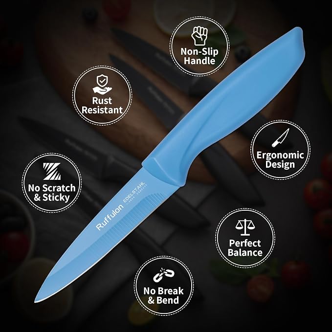 Paring Knife Set, 4PCS Stainless Steel Paring Knife Set, Ultra Sharp Fruit and Vegetable Knives, 3.5-Inch Kitchen Knives, Razor-Sharp Knife,Ergonomic Handle Design,Blue.