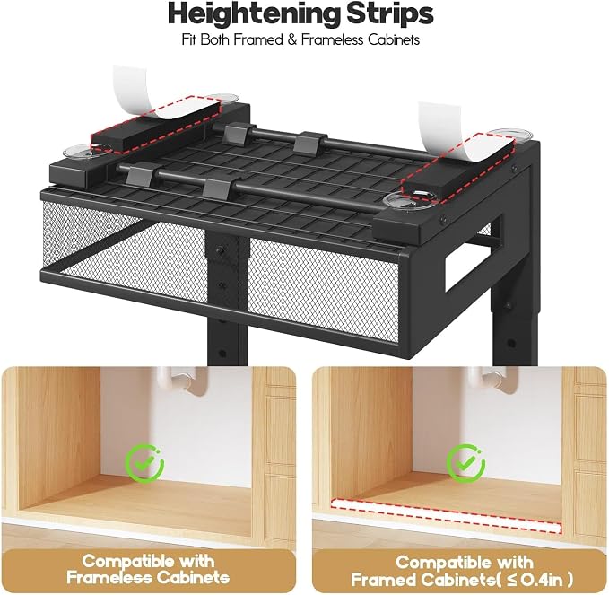 2 Packs 21IN Depth Under Sink Organizer, 2-Tier Pull Out Cabinet Organizer With Smooth Circular Rail, Large Capacity Metal Mesh Sliding Drawers For Bathroom& Kitchen Storage,Height Adjustable-Black