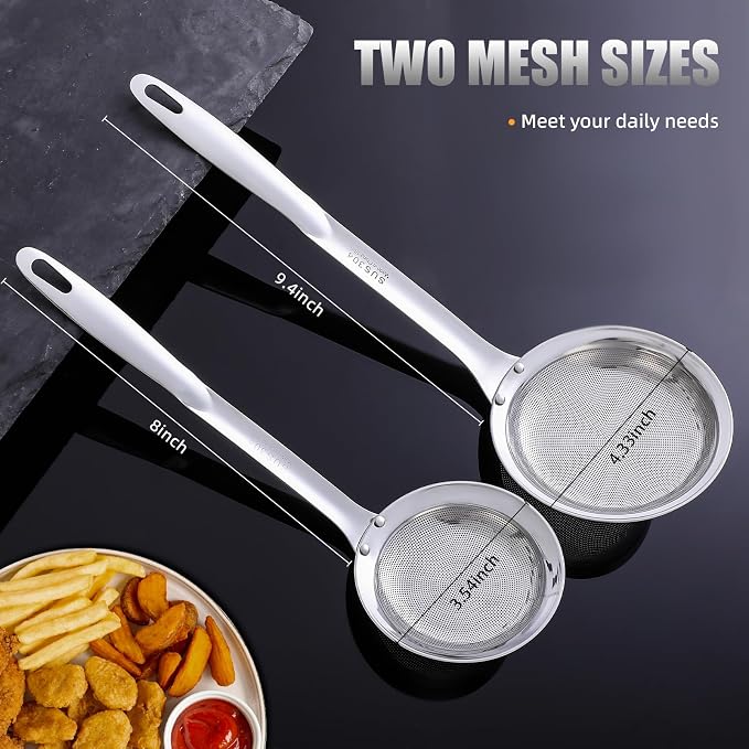Multi-Functional Hot Pot Fat Skimmer Spoons For Cooking - Stainless Steel Fine Mesh Strainer Spoon, Slotted Spoons For Cooking, Fat Separator, Ladle Cooking Strainer Spoon (DIA 4.33")