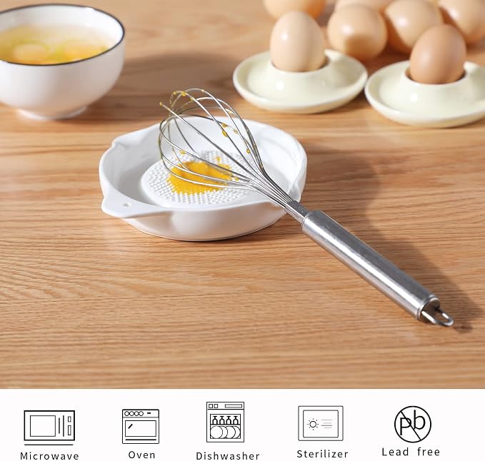 ONTUBE Ceramic Grater Plate for Ginger, Garlic, Onion (5.5" x 2 Pieces)
