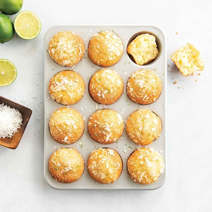Nordic Ware Brilliant™ Colorful Bakeware 12 Cavity Muffin Pan, Nonstick made without PFAS or PTFE for safe cooking; Reinforced steel rim prevents warping