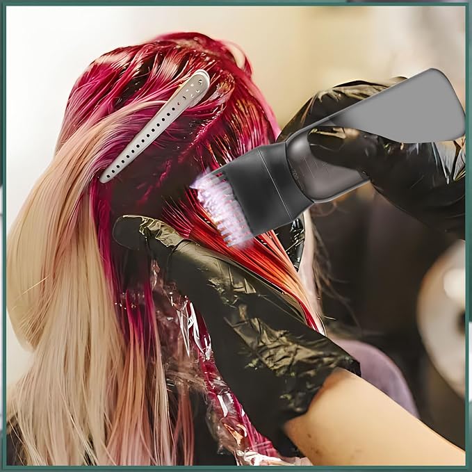 Pimoys 6Oz Root Comb Hair Dye Oil Applicator Bottles for Scalp, Black | Plastic Squeeze Bottle Dispenser with Graduated Scale, Comb Tip Applicator For Hair Coloring Scalp Oiling, Home Salon Use