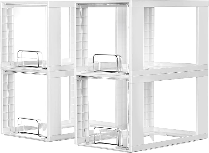 Vtopmart 4 Pack Large Stackable Storage Drawers, White