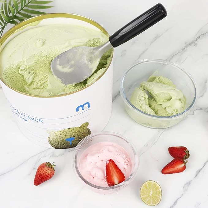 KAYCROWN Stainless Steel Ice Cream Spade with Non-Slip Handle, Heavy Duty Ice Cream Spade Scoop for Hard or Creamy Ice Cream, Durable Bend Proof Flat Ice Cream Paddle, Easy Scooping & Dishwasher Safe