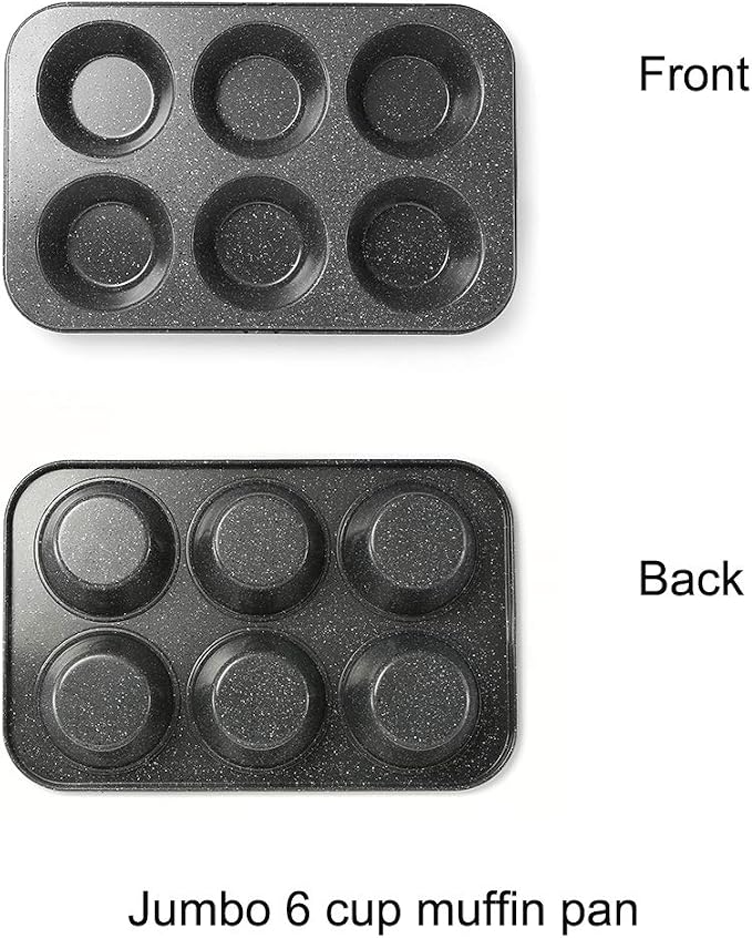 Monfish extra large muffin pan jumbo cupcake tray Carbon steel stone finish 3.5 inch cup