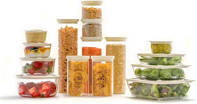 Glass Food Container Set with Glass Lid, 3 Pack, Meal Prep Containers with Silicone Framed Airtight Lid, Leakproof, 100% Plastic Free,
