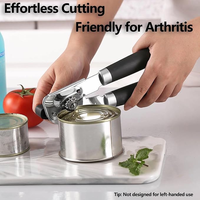 Heavy Duty Manual Can Opener Smooth Edge, Large Turning Knob for Weak Hands | stainless steel,magnetic lids lifting,built-in beer opener,large turning knob,smoothly cutting,kitchen & picnic tool,all cans