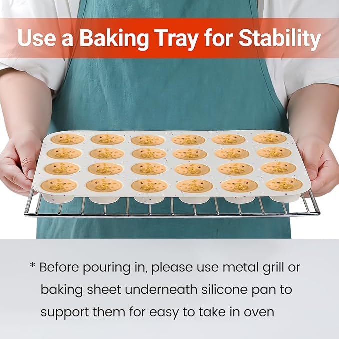 CAKETIME Silicone Mini Muffin Pan, 24 Cups Nonstick Mini Cupcake Pan for Baking Muffin, Cupcake, Egg Bites, Fat Bomb, 2 Pack Confetti