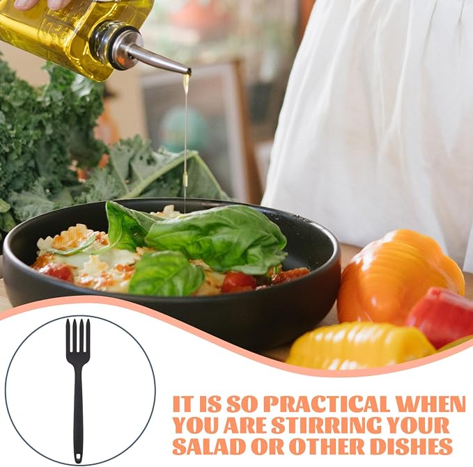 Silicone Pasta Server Fork Reusable Ergonomic Cooking Tool Large Washable Fork for Salad Mixing Non-scratch Kitchen Supply for Home Restaurant and Camping