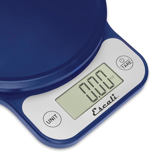 Escali Telero Digital Food Scale, High Precision Kitchen Scale for Cooking, Baking, Portion Control, Meal Prep, Weigh in Grams and Ounces, 11 lb Capacity, Blue (T136)
