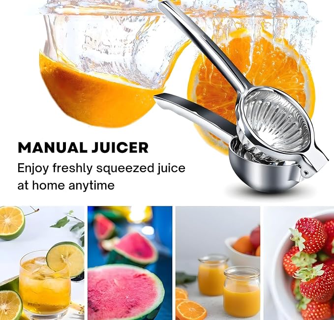 Extra Large Lemon Squeezer - Heavy Duty Stainless Steel Citrus Press with Jumbo Bowl - Manual Juicer for Lemons, Limes & Oranges - Professional Strength Metal Squeezer - Dishwasher Safe