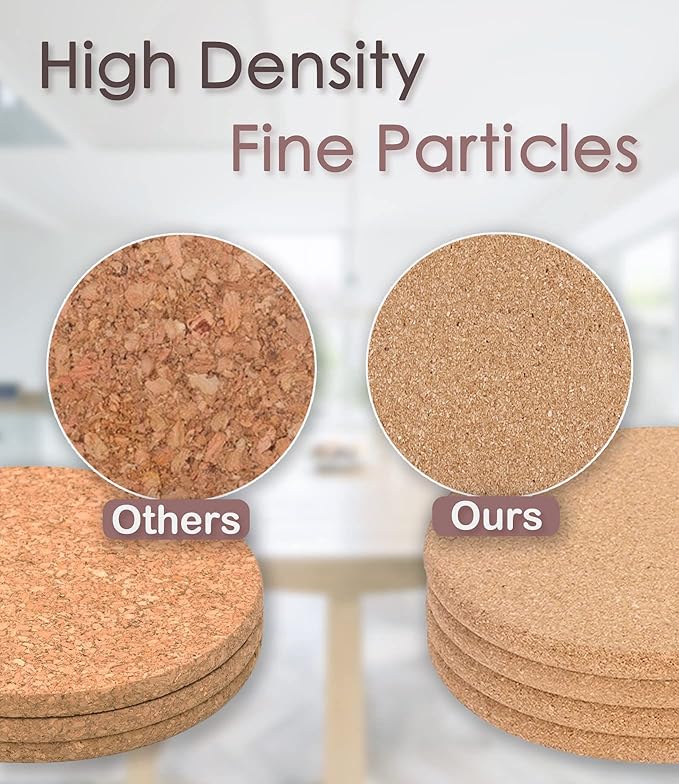 Cork Trivet, 8 Pack High Density Thick Cork Trivets for Hot Dishes, 8 Inch Heat Resistant Large Coaster for Kitchen, Hot Pads for Table & Countertop