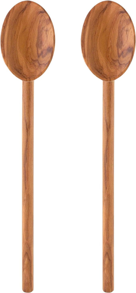 Eddington’s Italian Olive Wood Cooking Spoon, Handcrafted in Europe, Set of 2