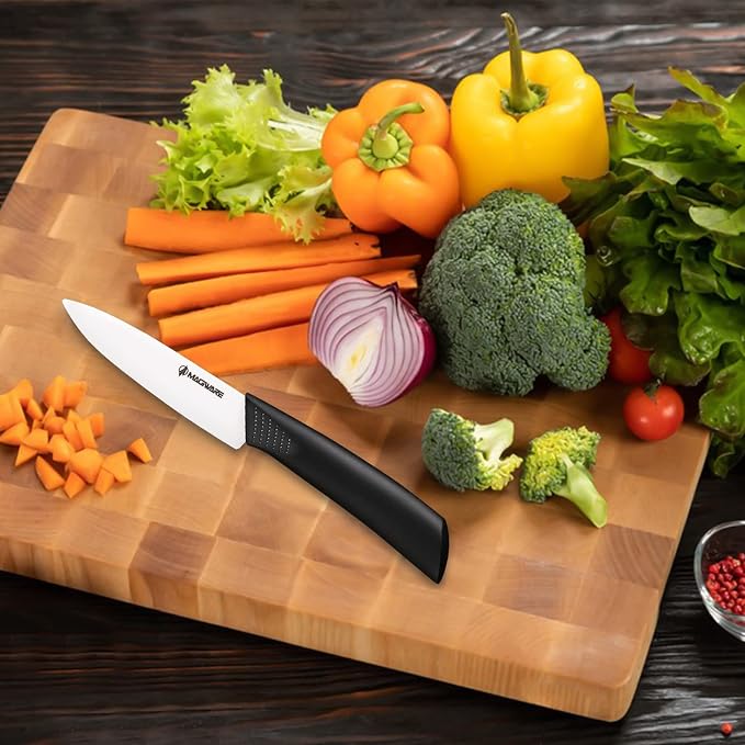 Magiware Paring Knife, Classic 4 inch Ceramic Paring Knife with Sheath Cover for Fruit and Vegetable,Longer Sharp Rust Proof Stain Resistant