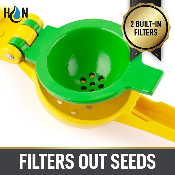 Hydration Nation 2-in-1 Lemon Squeezer - Manual Citrus Juicer For Lemons & Limes - Handheld Metal Lemon Juicer Extracts Citrus Juices