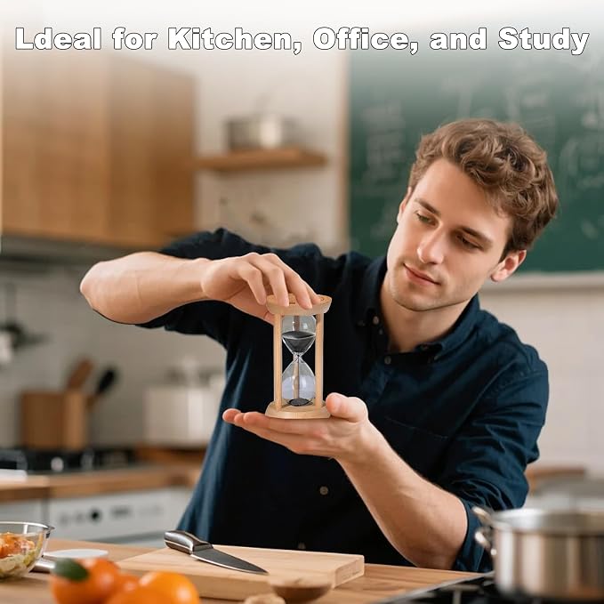 30 Minute Wooden Sand Timers, Bamboo Black Sand Hourglass for Decor, 30 Min Reloj De Arena for Kitchen, Office, Yoga, Game, Classroom