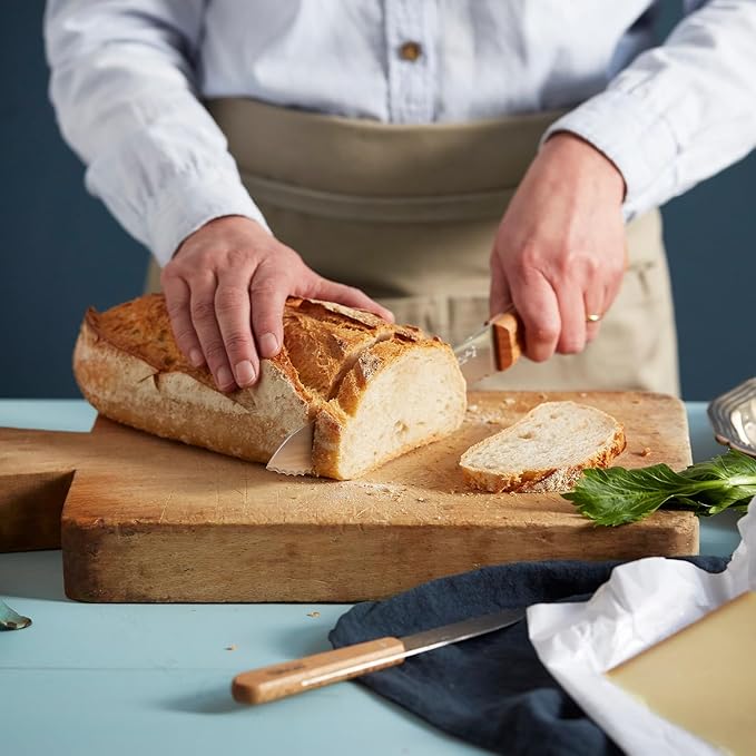 Opinel Parallele Bread Knife – Serrated, Curved Blade for Slicing Bread and Tough Rinds, High Carbon X50CrMoV15 Stainless Steel, Made in France