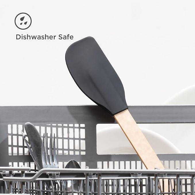 Epicurean Silicone Series Large Spatula-Natural Handle with Black Head