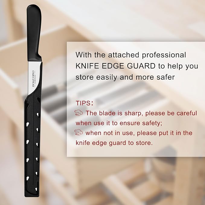 10 Inch Serrated Knife for Homemade Bread With Sheath, Wide Wavy Edge Blade For Bread Cake Cutting Slicing, High-Carbon Japanese Stainless Steel