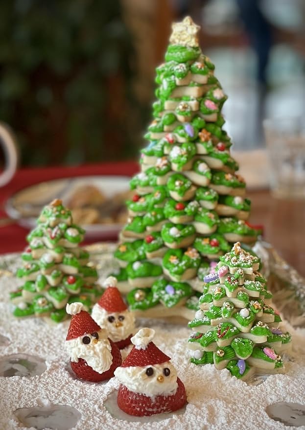 Snowflake Cookie Cutter Set, 9 PCS Snowflake Shaped Biscuit Molds, 3D Christmas Tree Cookies with Like Cookie Display, 4.6in~1.5in Cutter for Holiday Winter Christmas, Come with Storage Box