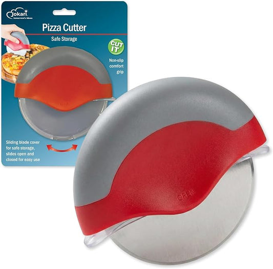 Pizza Cutter, Unique Wheel Design Comes Apart for Easy Cleaning, Super Sharp Stainless Steel Blade with Protective Guard, Best Grip to Cut Your Favorite Pizzas, by Jokari Gourmet