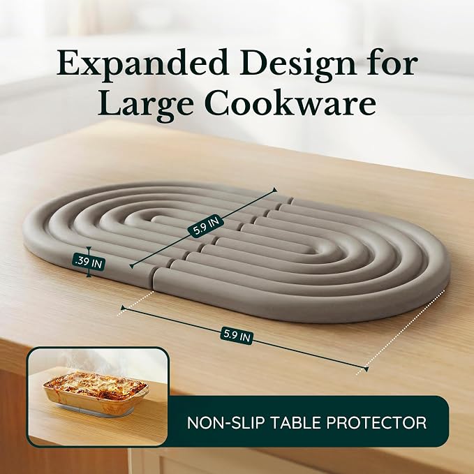 Silicone Trivets for Hot Dishes, Heat-Resistant, Non-Slip Pot Holders for Kitchen & Coasters Durable Hot Pads for Pots, Pans, Baking Dishes & Kitchen Appliances Set of 2 Warm Gray