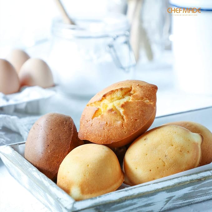 CHEFMADE Muffin Cake pan, 6-Cavity Non-Stick Lemon-Shaped Bakeware for Oven Baking (Champagne Gold)