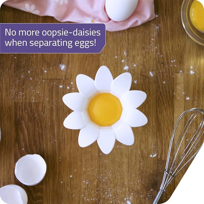 Peleg Design Daisy Plastic Egg Separator, Egg White Yolk Divider Kitchen Gadgets Baking Tools Egg Extractor, Cute Flower Design