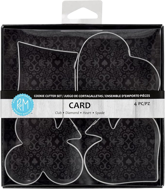 R&M International Casino Playing Card Suits Cookie Cutters, Spade, Heart, Club, Diamond, 4-Piece Set