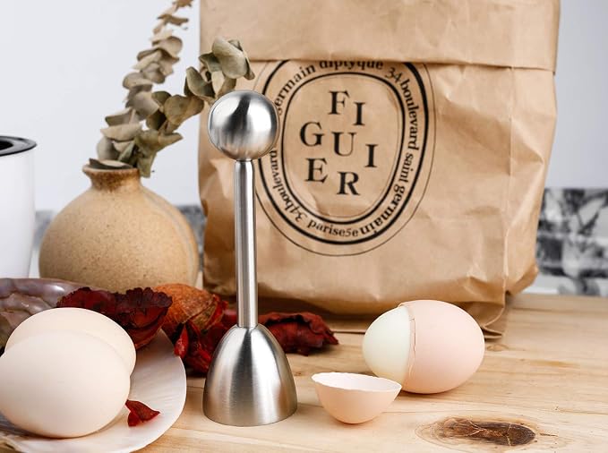 Egg Cracker Topper Cutter for Soft Boiled Eggs Stainless Steel Shell Remover Separator Kitchen Tool