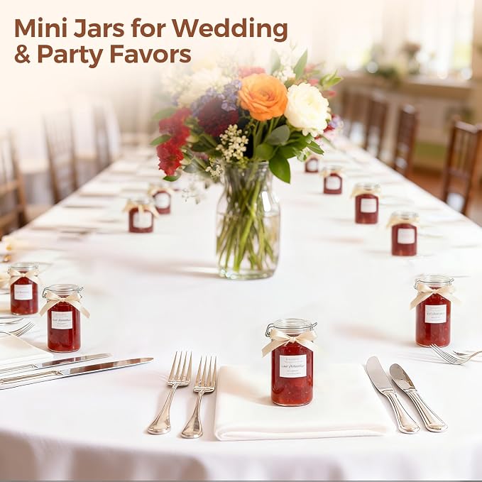 ComSaf Small Glass Spice Jars with Airtight Lids 4 oz 6 Pack with Labels | Seasoning herbs powders, Salt pepper chili, Spice rack cabinet organization, Small size, Funnel included, Party favors