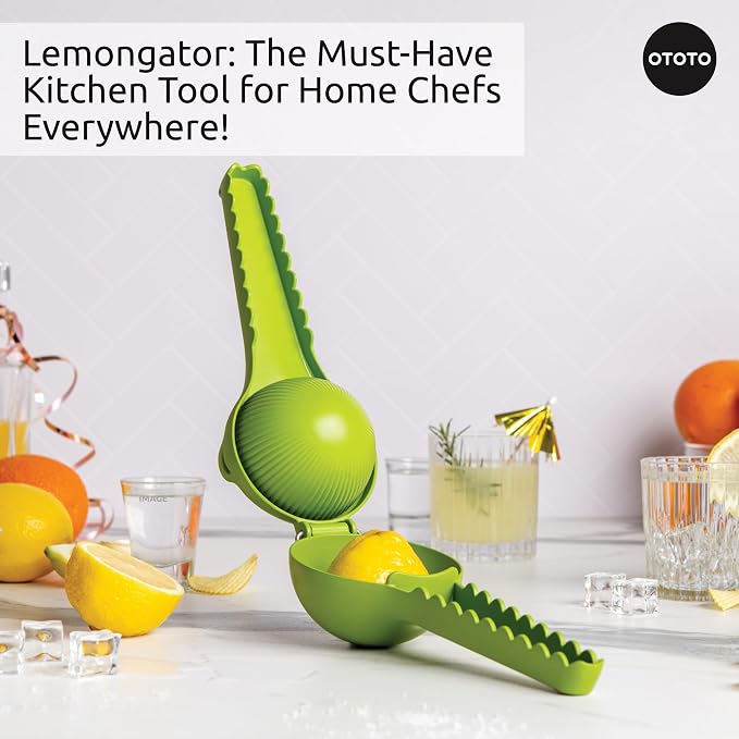 OTOTO Lemongator Lemon Juicer Hand - Easy to Hold Lemon Squeezer Manual for Lemon, Lime, Oranges - BPA Free, Dishwasher Safe Citrus Juicer Hand Press Manual - Fun Kitchen Gadgets & Tools