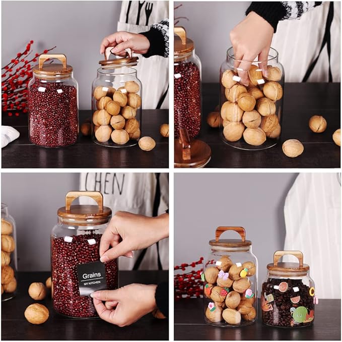 SAIOOL Canister Set of 2, Glass Kitchen Canisters