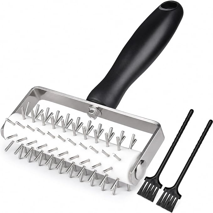 Pizza Dough Docker Roller Stainless Steel, Pin Puncher Dough Hole Maker, Docking Tool for Pizza Pie Cookie Pastry Bread