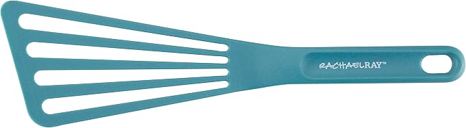 Rachael Ray 47564 Cucina Nylon Nonstick Utensils/Fish Turner, Spatula, Solid and Slotted Spoons, 4 Piece, Agave Blue