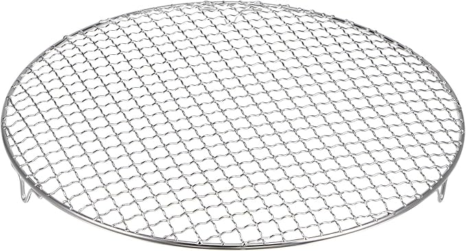 HARFINGTON Round Cooking Rack 13.8-inch 201 Stainless Steel Cross Wire Barbecue Grill Net with 20mm Legs for Cooking Baking Steaming BBQ