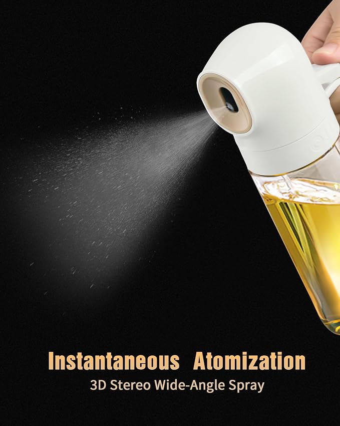 Oil Sprayer for Cooking, 250ml Refillable Glass Olive Oil Spray Bottle, Continuous oil dispenser for kitchen, 8.4oz Olive Oil Mister Kitchen Gadgets for Air Fryer,Salad, Baking, BBQ