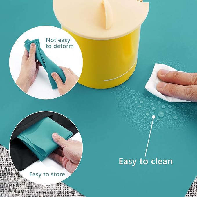 Gartful 3PCS Silicone Sheet for Crafts, Epoxy Resin Casting Molds Mat, Multi-Purpose Counter Protector, Table Saver Pad, Placemat, Art Mat, Nonskid Nonstick, Black Green (15.7 x 11.8 inches)
