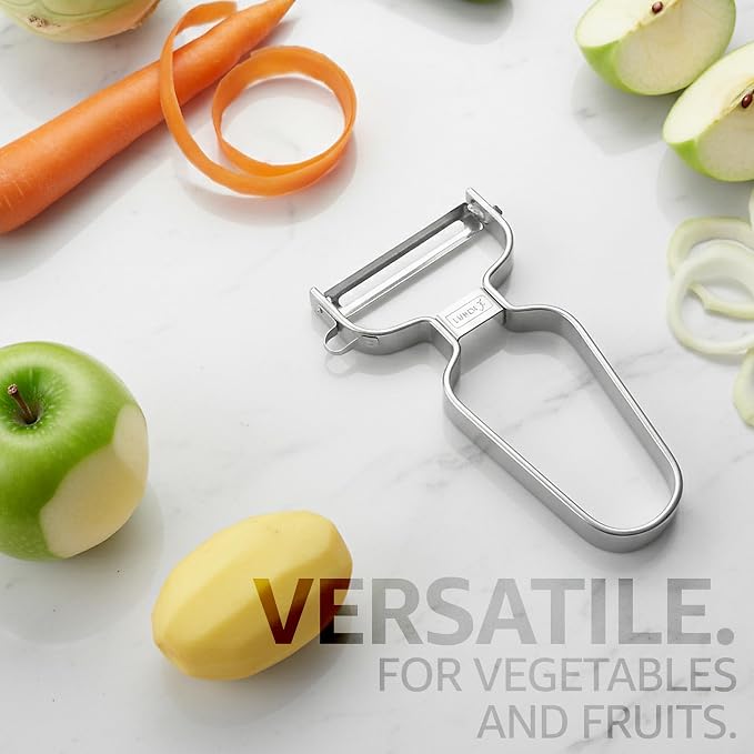 Lurch Universal Stainless Steel Peeler - Stainless Steel Blade with Japanese Technology, Movable Blade Head for Effortless Peeling, Ergonomic Handle for Secure Grip, Ideal for Fruit & Vegetables