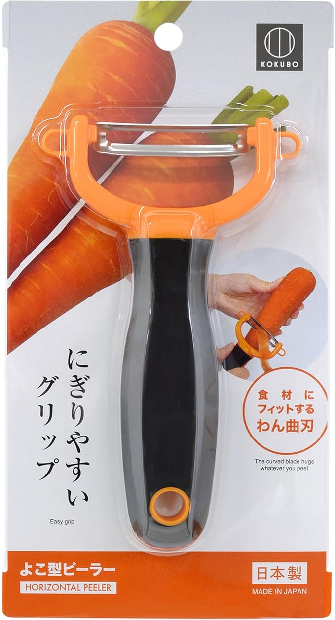 Kokubo KK-618 Small Shape Peeler, Orange, Made in Japan, T-Shaped, Stainless Steel Blade, Easy to Grip, Carrots and Potatoes with Sprout Removal