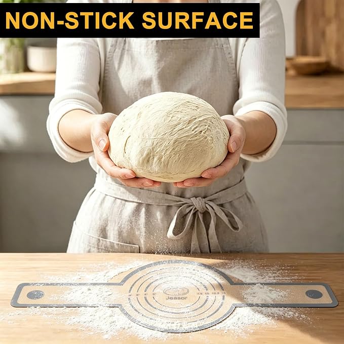 3 PCS Silicone Baking Mat Set, Silicone Bread Sling for Dutch Oven, Reusable Sourdough Bread Baking Supplies, Non-Stick and Easy Clean, with Long Handles