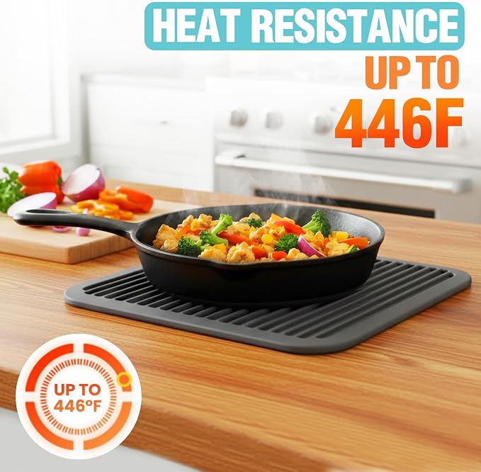 Silicone Trivets for Hot Pots and Pans - 4 Heat Resistant Pot Holders Silicone Trivet Mat Multipurpose Counter Pads (Deep Gray)