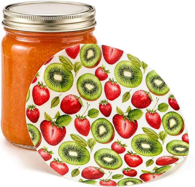 Andreas Silicone Jar Opener, Strawberry Kiwi – 6.25" Non-Slip Lid Gripper & Garlic Peeler, Food and Dishwasher Safe, Multi-Use, Durable Silicone & Fabric, Made in the USA, JO-621