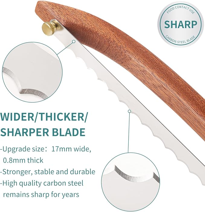 Sourdough Bread Knife Slicer for Slicing, Wooden Bread Bow Knife for Sourdough,Sourdough Bread Cutter, Bread Saw for Homemade Bread (Fishtail)