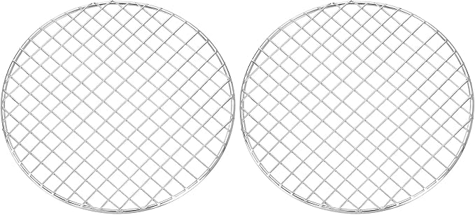 uxcell 2 Pcs Round Cooking Rack, Dia 8.3 Inch Stainless Steel Grill Grate Cross Wire Barbecue Grill for Cooking Baking Air Fryer Racks, Silver
