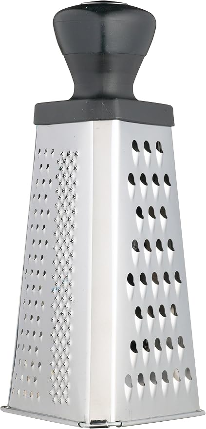 KitchenCraft Box Grater with Pyramid Design, Stainless Steel, 20 cm, Silver/Black